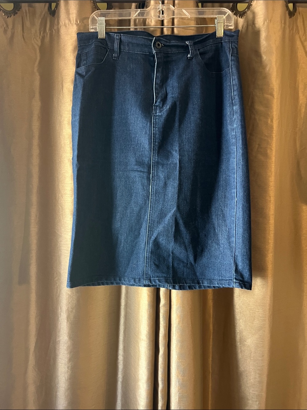 Women's Dark Blue Denim Pencil Skirt